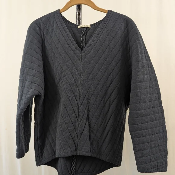 Women's Long Sleeve Quilted Top - Dark Gray - Picture 2 of 5